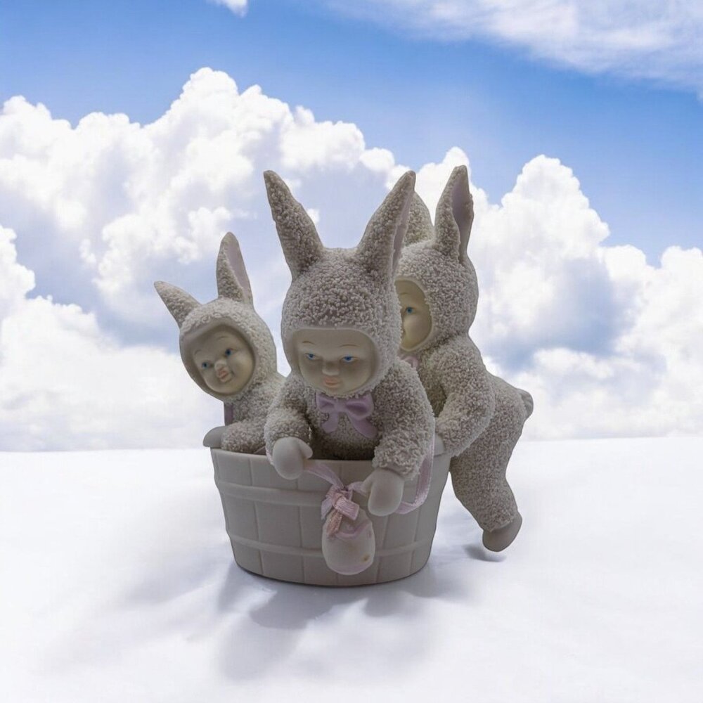 Snowbunnies Figurine Rub Dub Three 3 Tub Department 56 Snowbabies Easter basket